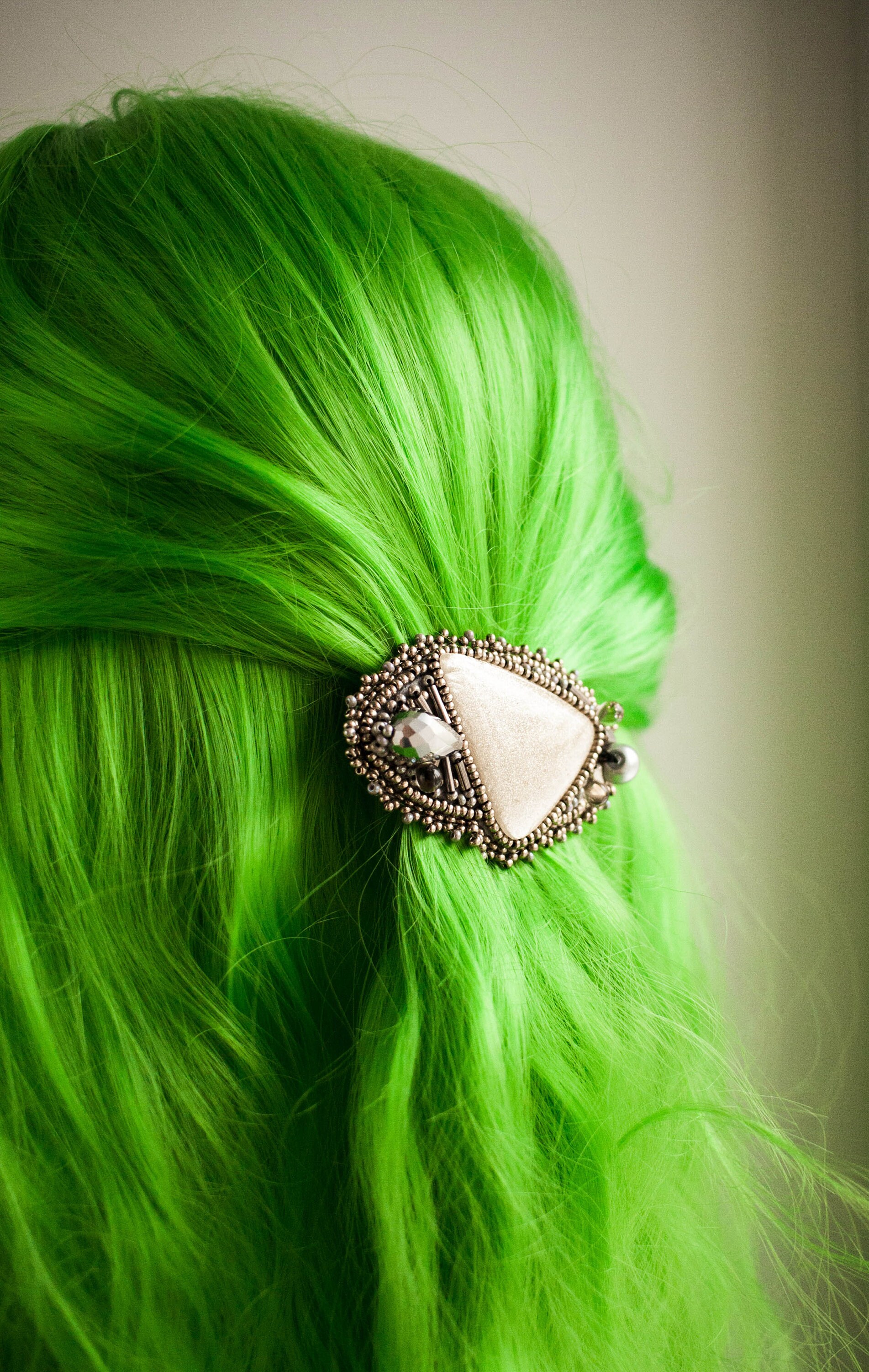 Silver Hair Clip Resin Silver Barrett Boho Style Hair clip Etsy