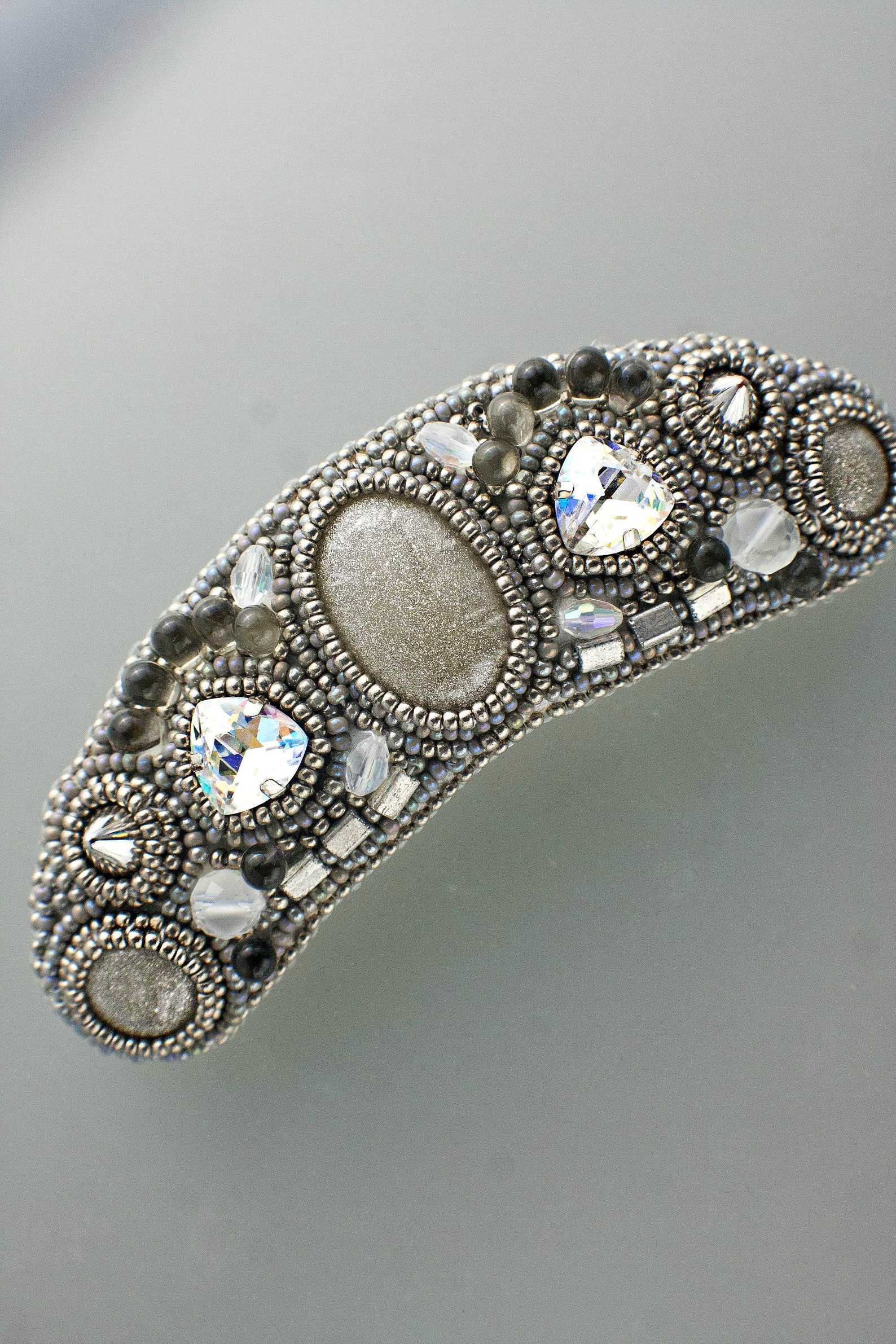Crystal large hair clip silver barrettes for thick hair Etsy