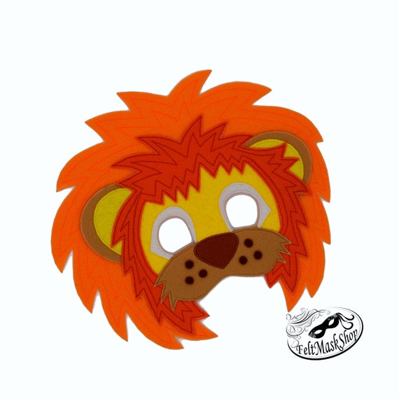 LION FELT mask animal party mask masquerade mask lion | Etsy