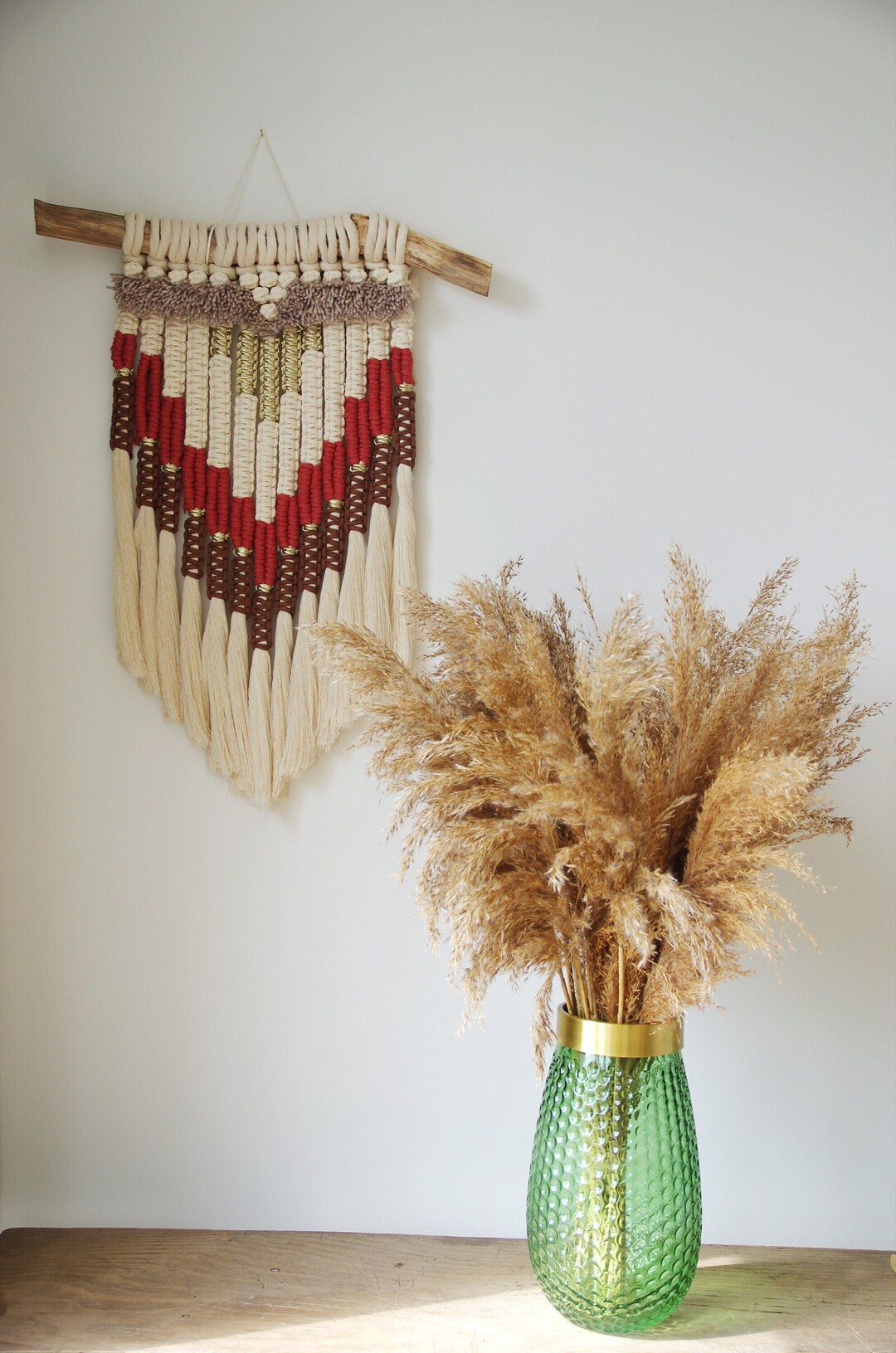 Photo inspiration: Earth Tone Macrame Wall Decor Inspiration Reference: Handmade Macrame Wall Hanging Earth Tone Fiber Tapestry