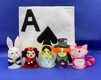 Alice in Wonderland Finger Puppets PDF Pattern: Felt  Alice in Wonderland Finger Puppets Set main image 1