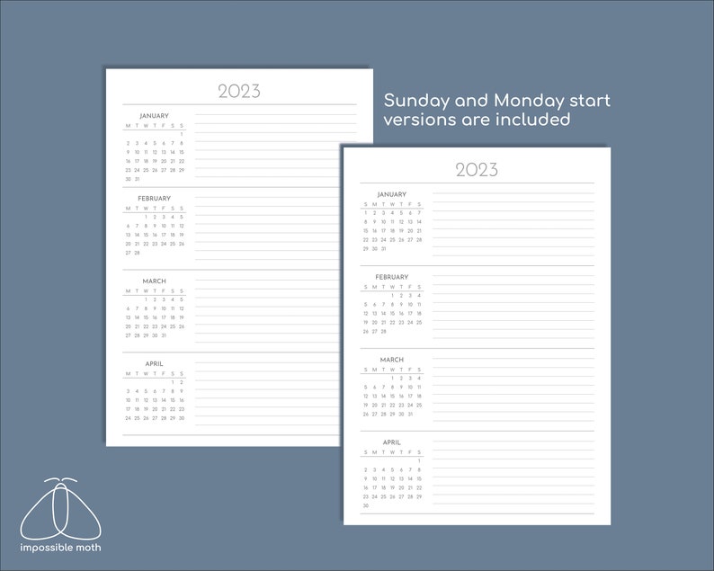 2023 Future Log Printable Calendar PDF Etsy Canada