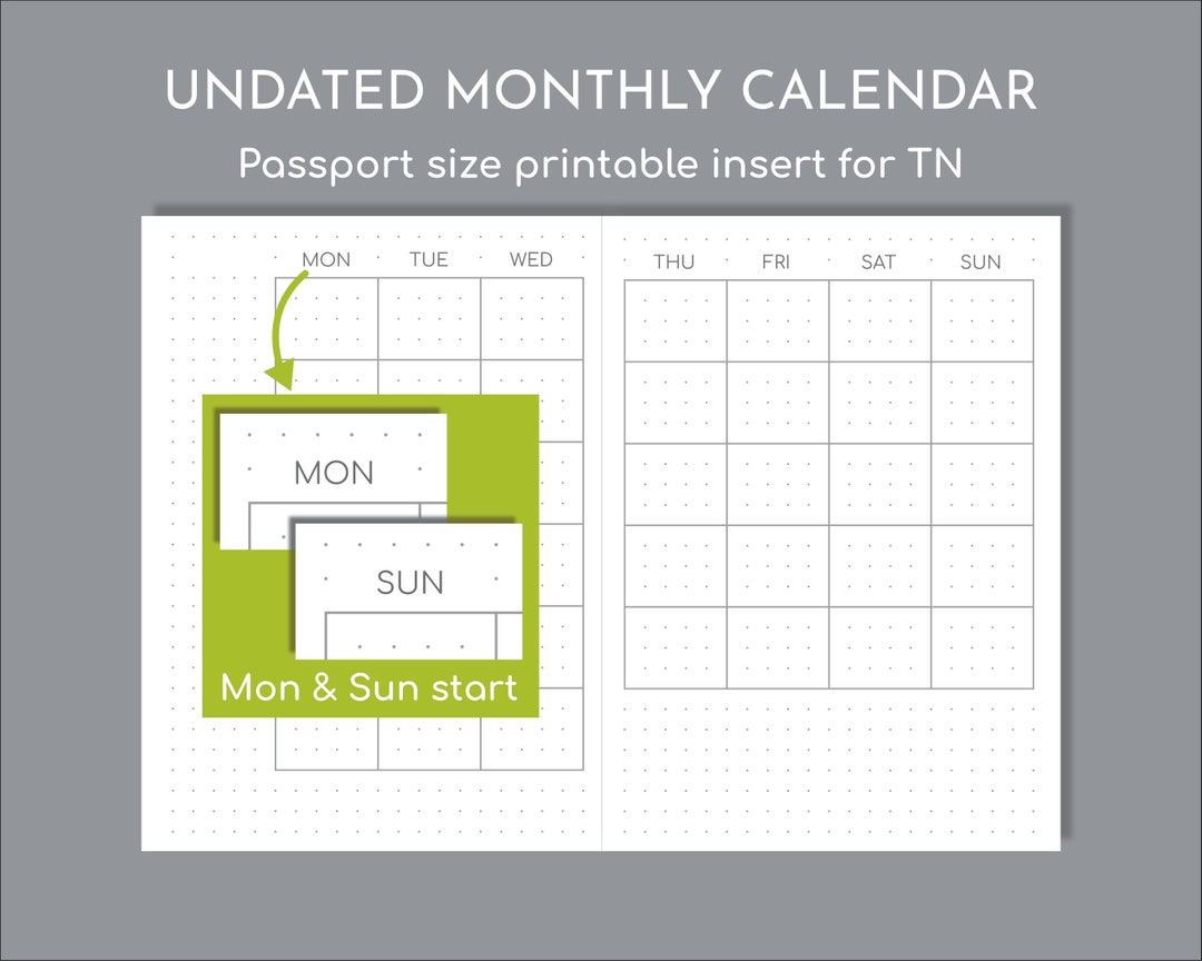 Undated Monthly Planner Printable Passport Size Travelers Insert - Etsy