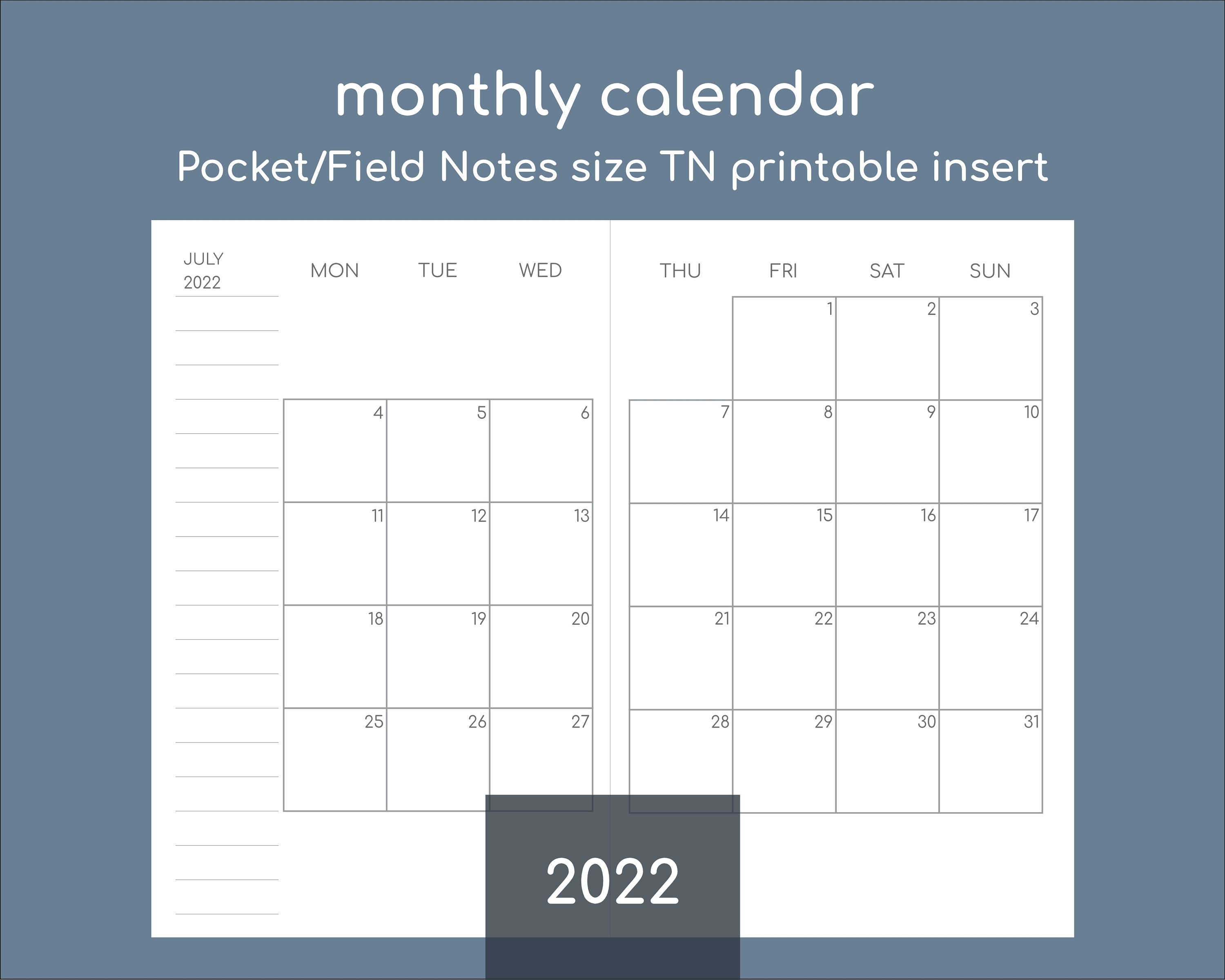 monthly-pocket-calendar-2022-field-notes-pocket-size-printable-etsy