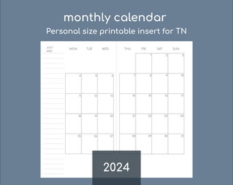 2024 Monthly Diary, Printable Personal Size Planner Insert for TN - Etsy 2024-monthly-diary-printable-personal-size-planner-insert-for-tn-etsy