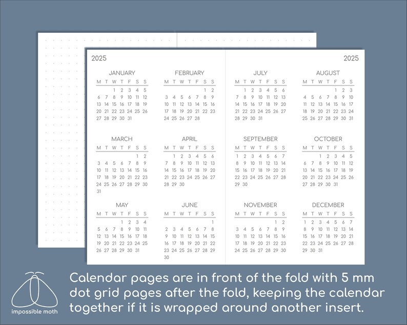 Pocket Calendar 20242026, Pocket Size Printable Insert for TN contains