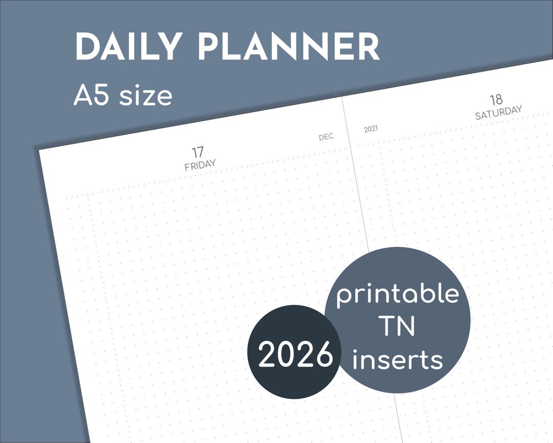 A5 Daily Planner 2026, Printable Travelers Inserts - Etsy