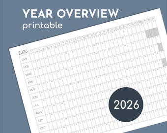 Calendario anual 2026 imprimible, planificador general, impresión en A4 hasta A0/Carta
