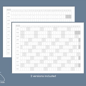 2025 Yearly Overview Printable Calendar, Year on One Page, Print at A4 ...