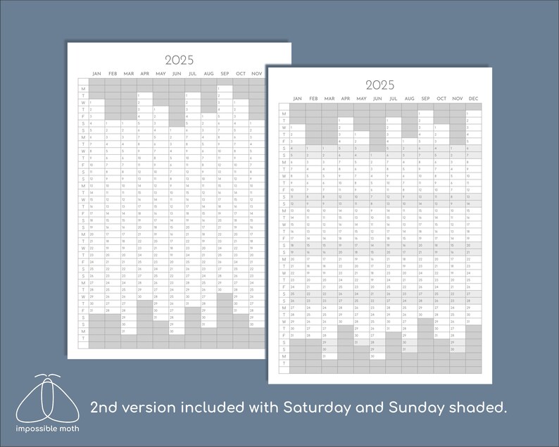 2025 Yearly Planner Printable, Year on One Page Overview, Portrait ...
