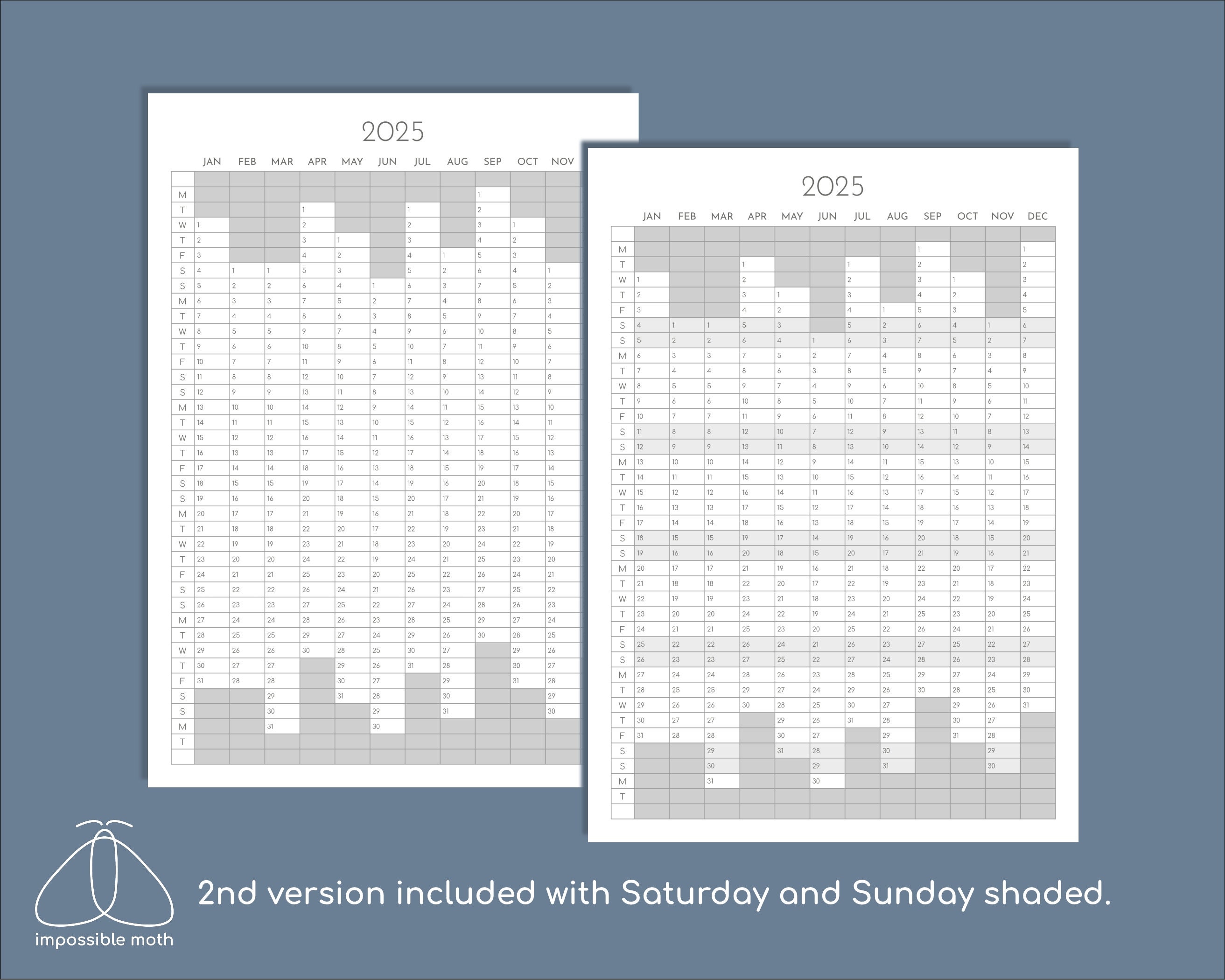 2025 Yearly Planner Printable, Year on One Page Overview, Portrait ...