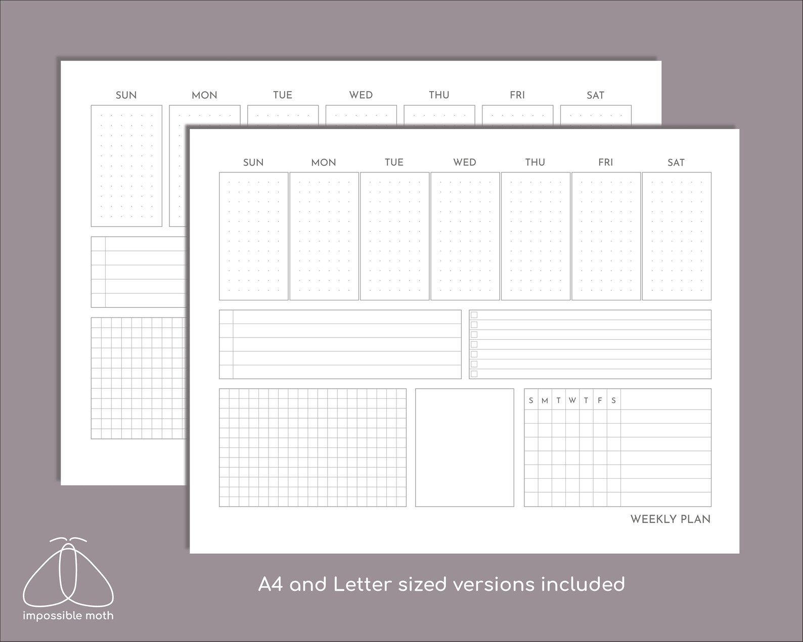 Printable Weekly Planner Pad Pdf, for A4 or Letter Paper With Sunday ...