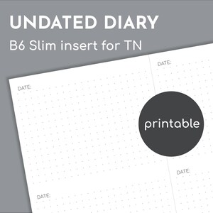 Dateless printable daily planner, B6 Slim travelers insert