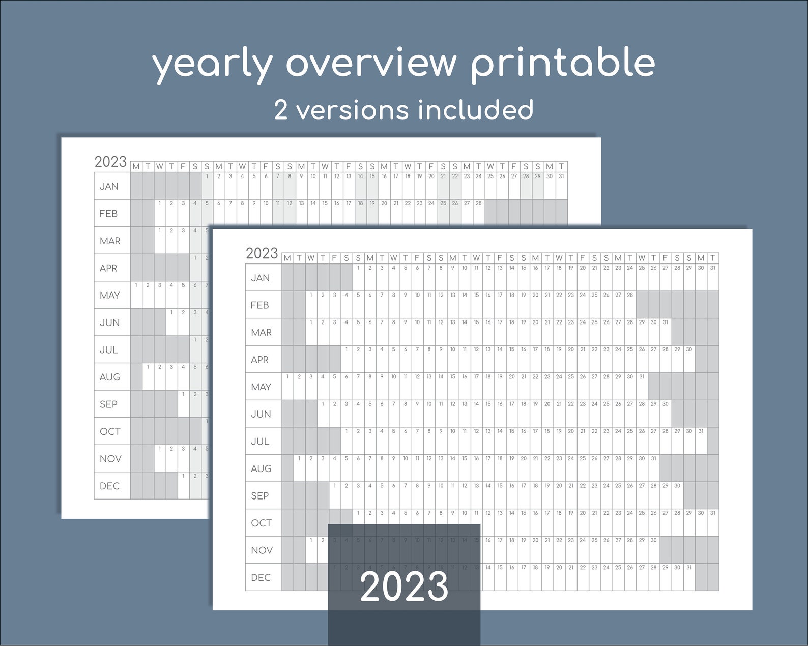 2023 Yearly Planner Printable Year Overview Yearly Tracker Etsy