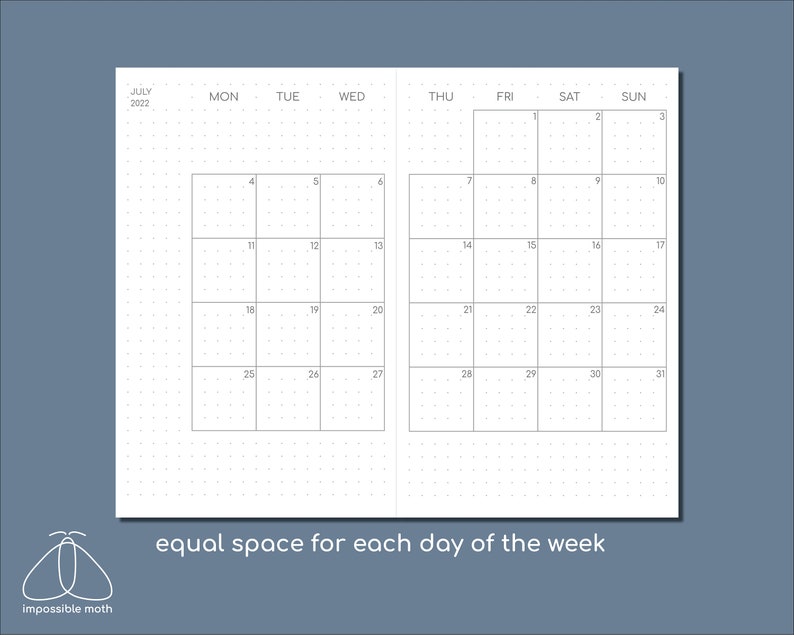 2024 Monthly Calendar Printable B6 Slim Insert for Travelers Etsy