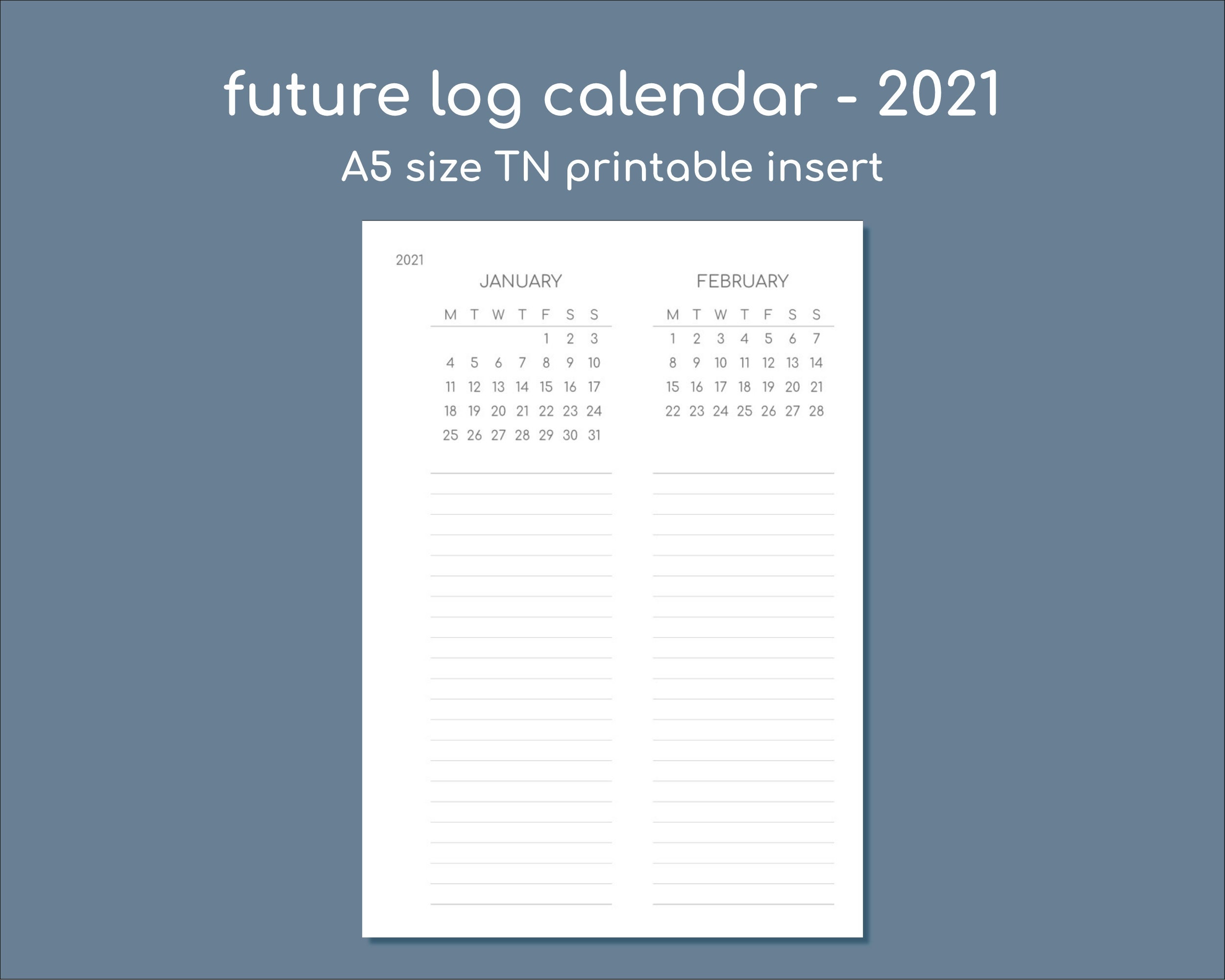 future log a5 planner inserts 2021 printable travelers etsy