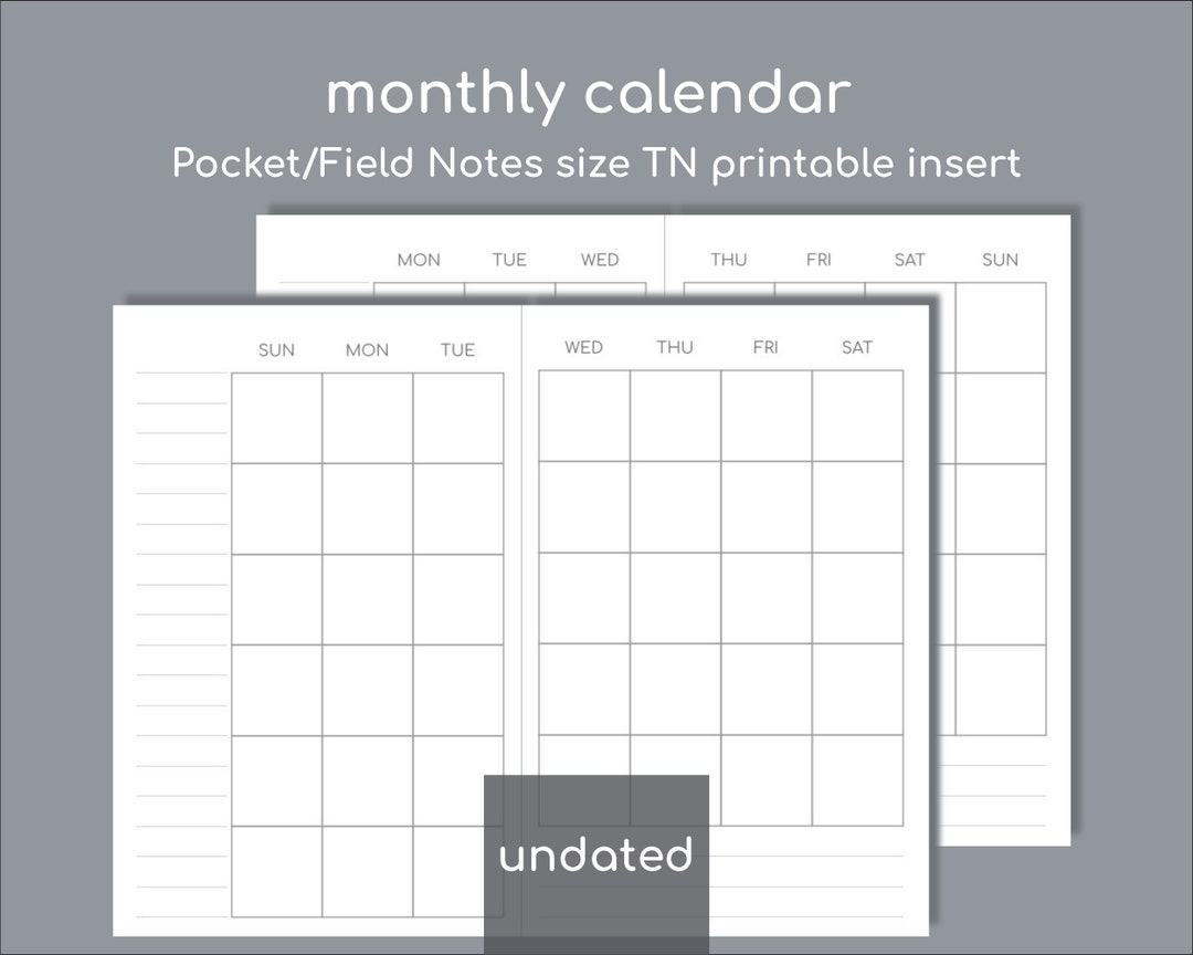 3 5x5 5 Monthly Calendar Free Printable
