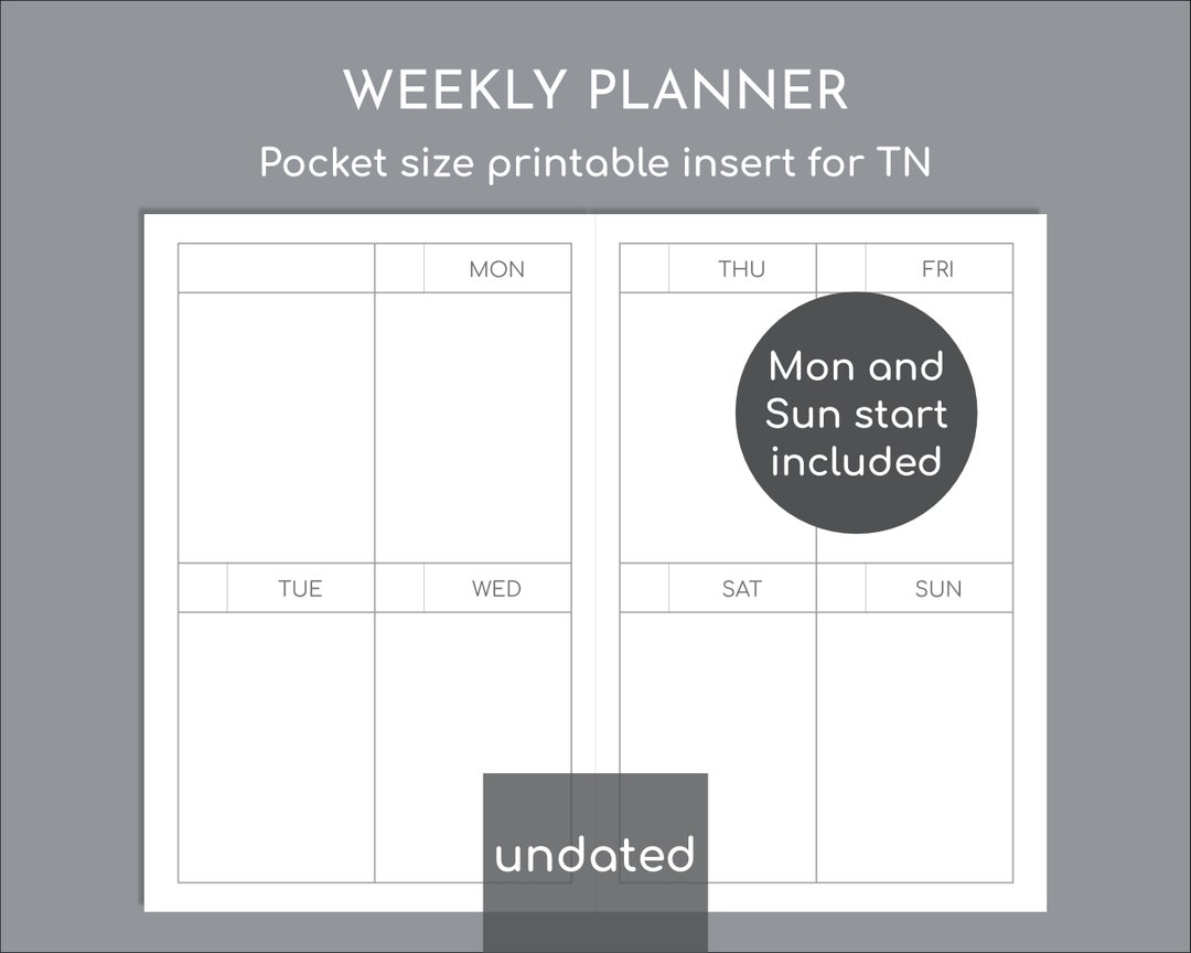 Undated Small Weekly Planner With Vertical Grid Printable - Etsy