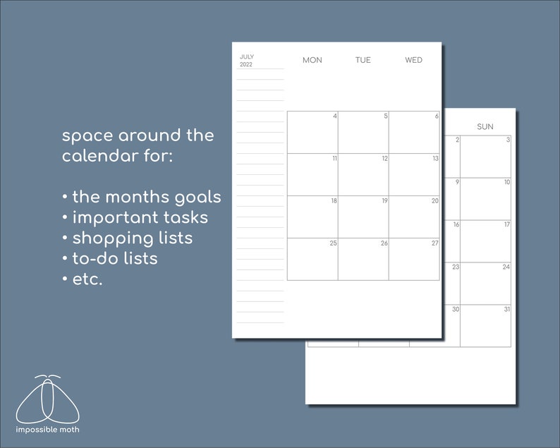 B6 Monthly Planner 2024, Printable Travelers Insert Etsy