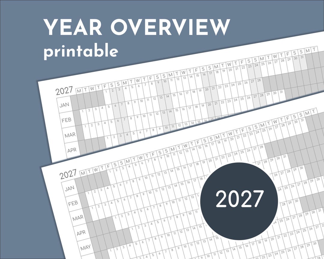 2027 Yearly Overview Planner, Printable One-page Tracker (PDF) - Etsy UK