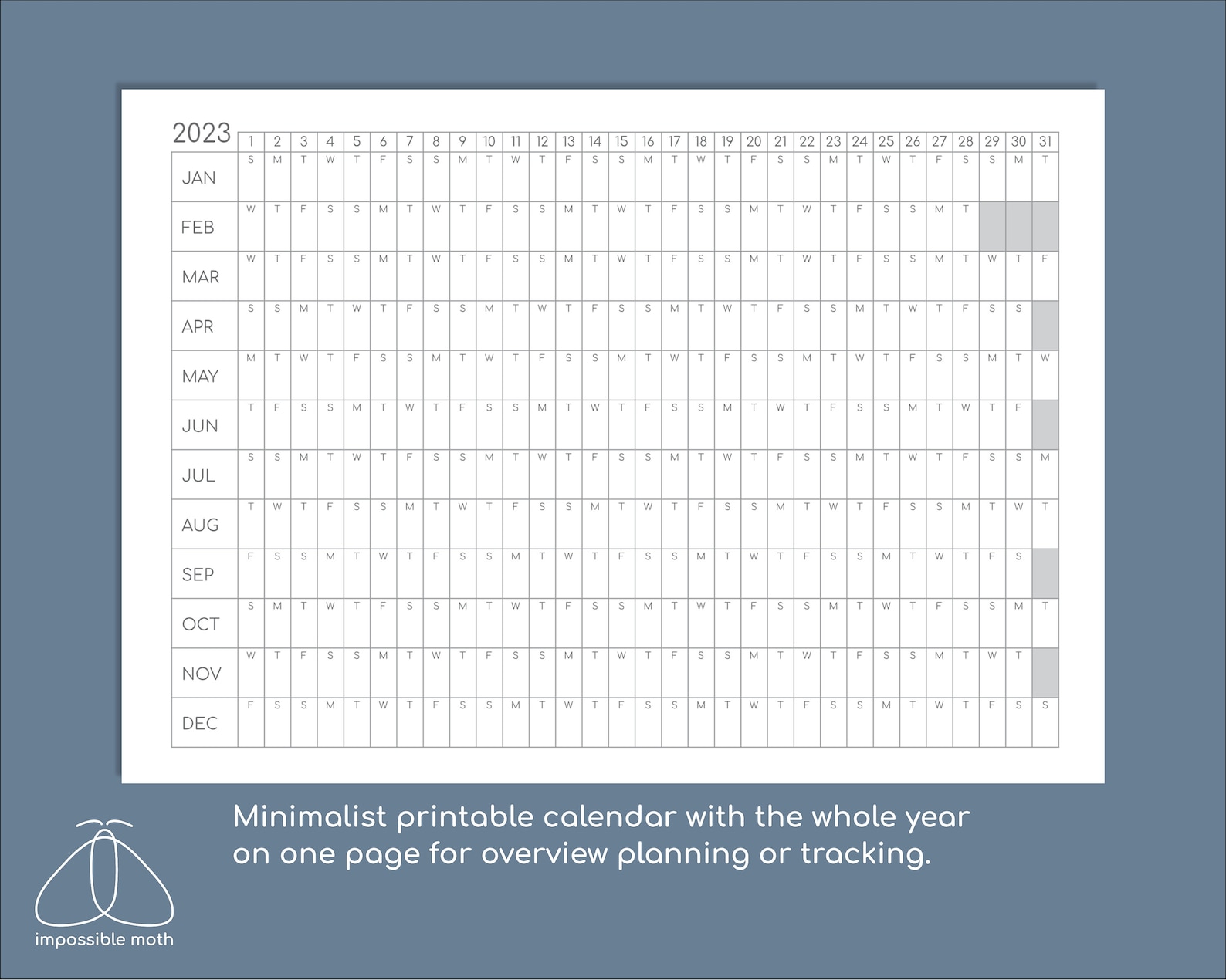 Yearly Overview Printable 2023 Calendar Yearly Tracker - Etsy