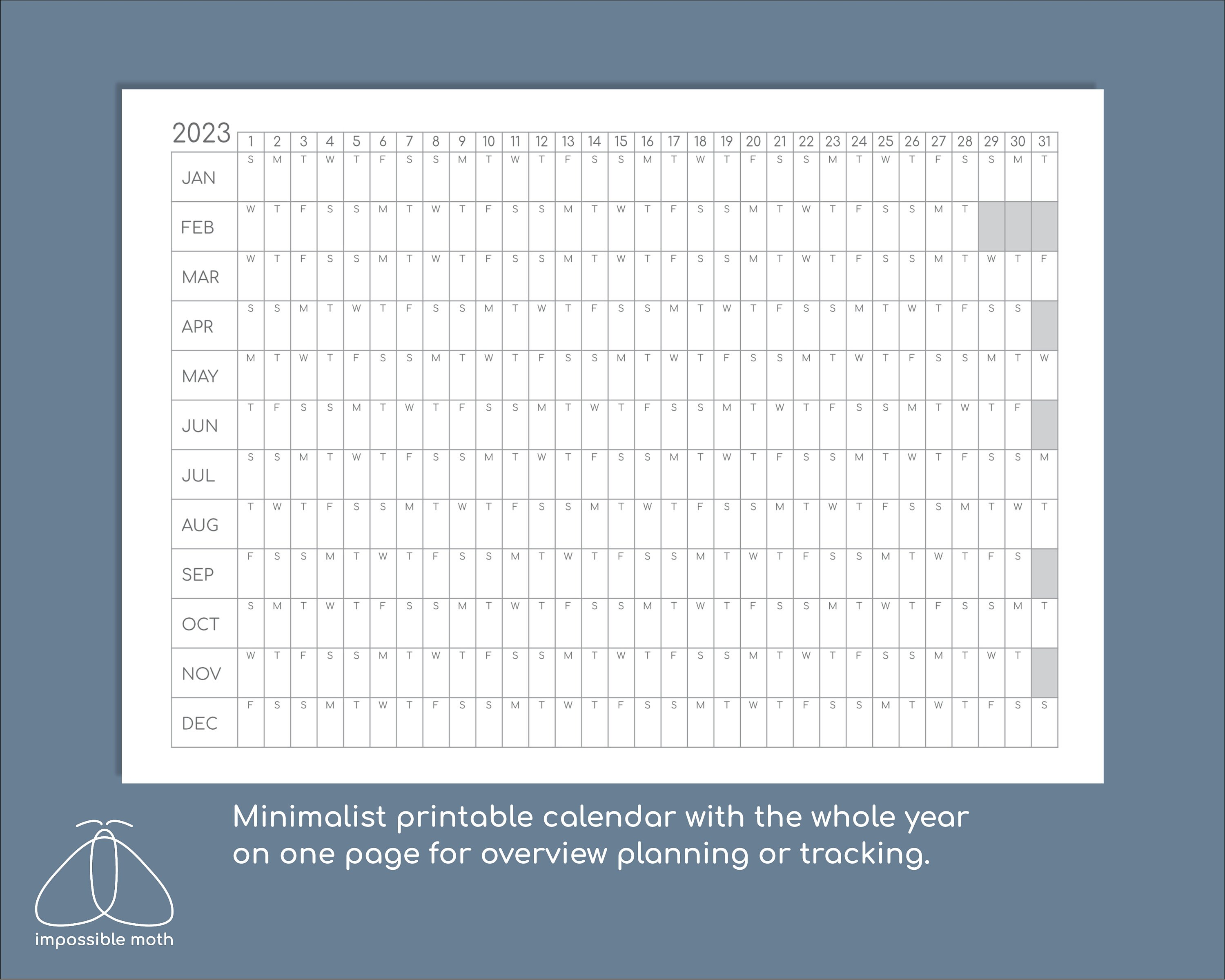 Yearly Overview Printable 2023 Calendar Yearly Tracker Etsy Bank2home Com