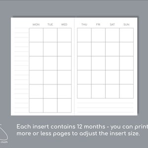 Undated Small Monthly Planner Printable Insert for TN, Pocket Size 3 ...