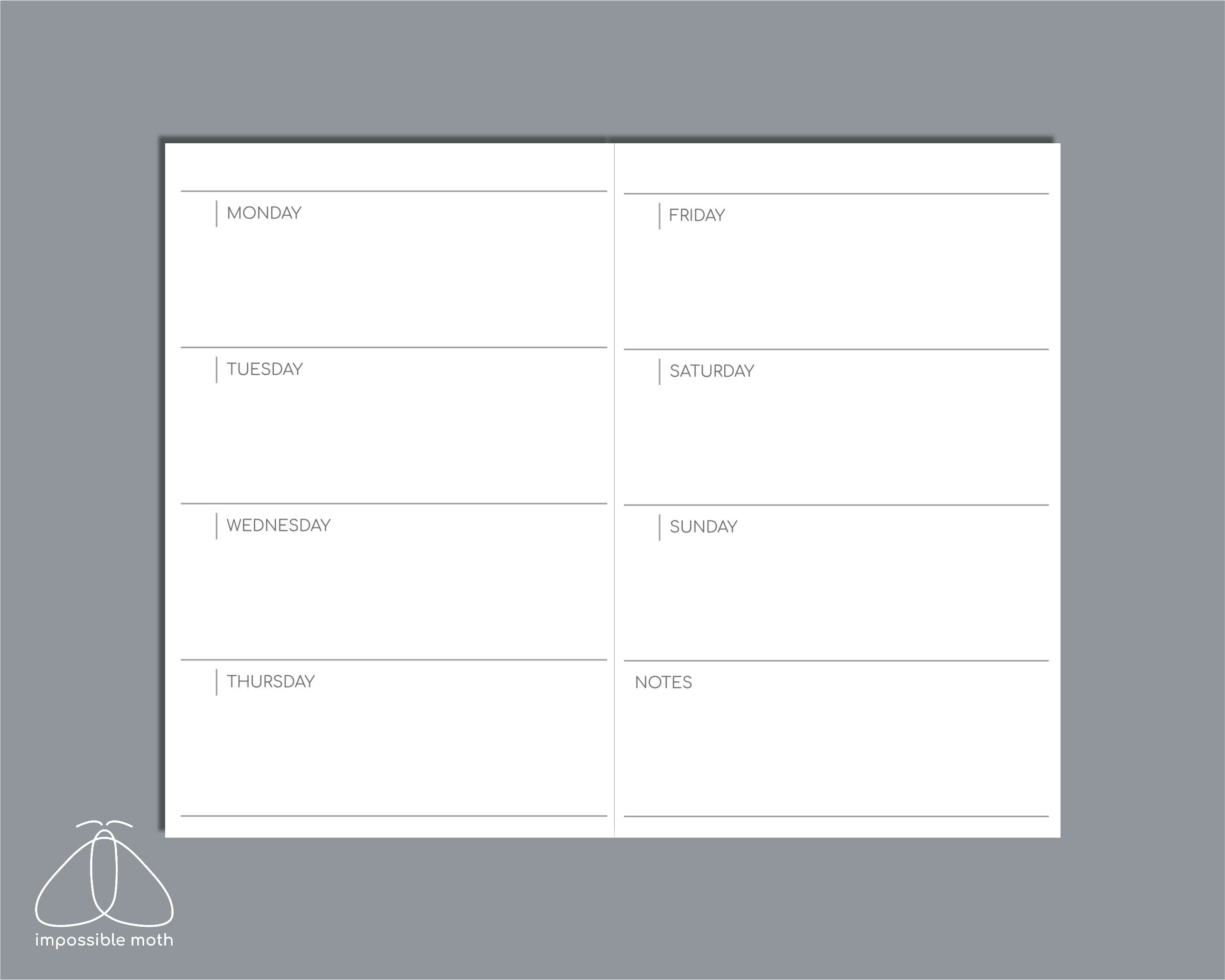 Undated Small Weekly Planner, Printable Pocket Size Insert for TN ...