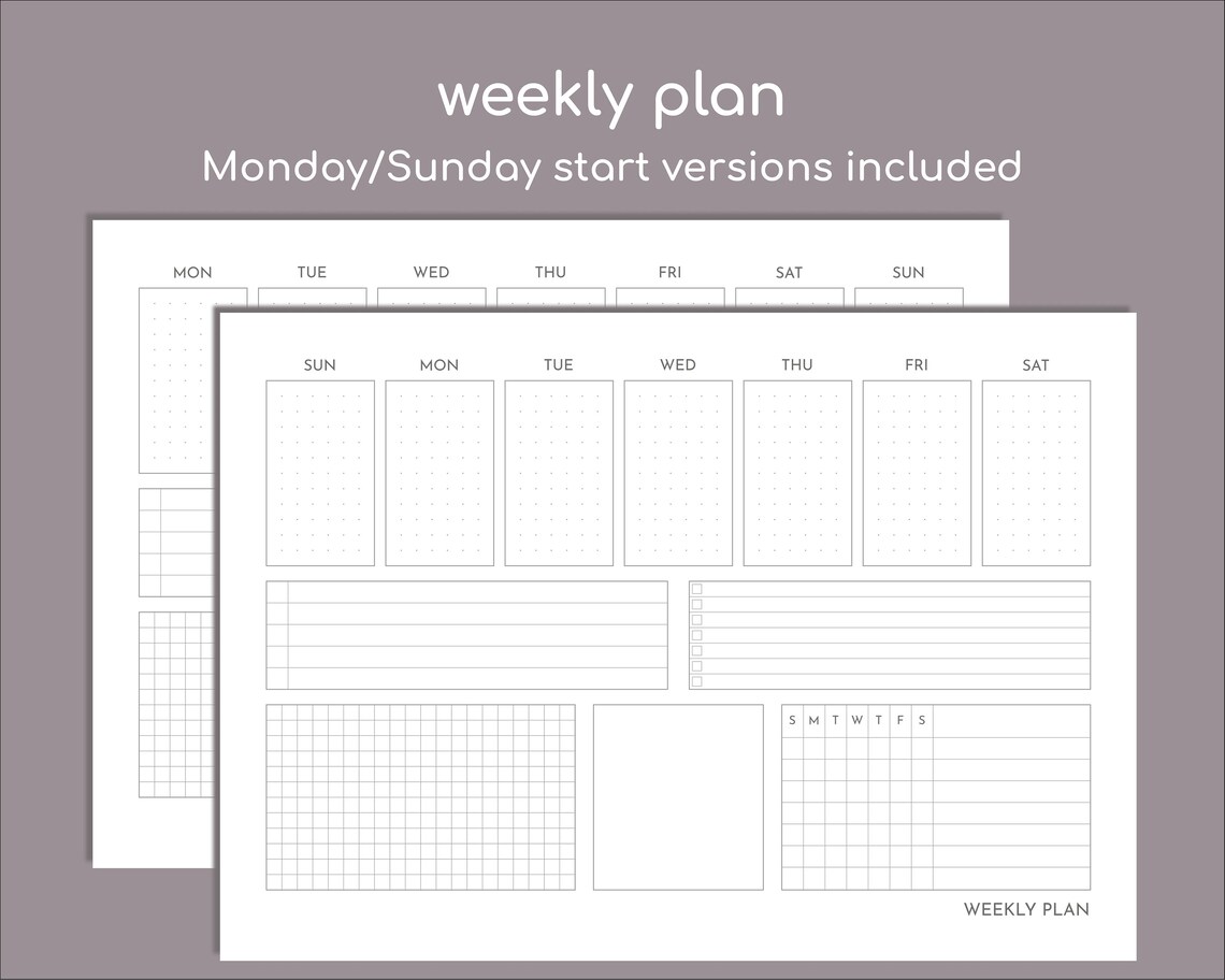Printable Weekly Planner Pad Pdf, for A4 or Letter Paper With Sunday ...