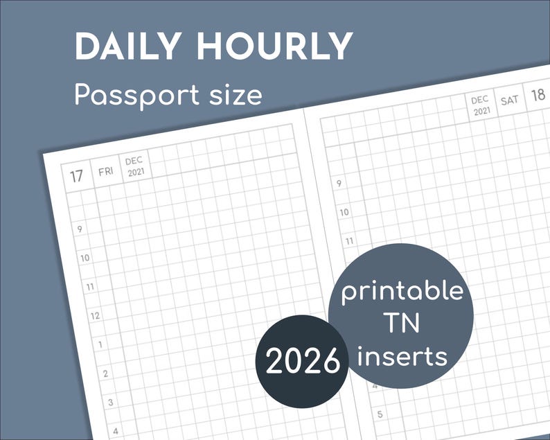 Hourly Planner 2026 Daily Schedule, Passport Size Printable Travelers ...