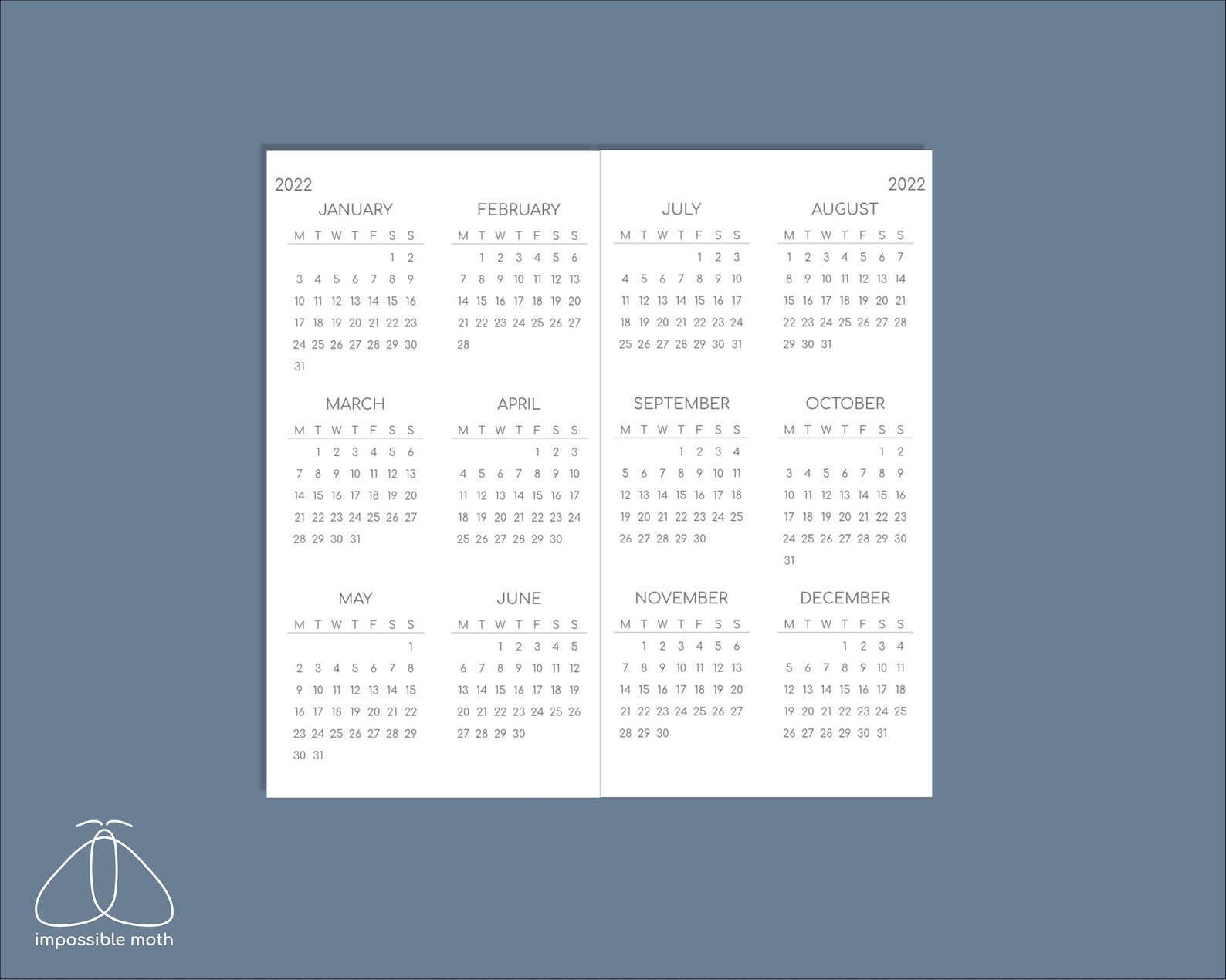 Printable Calendar 2022-2024 Insert for Regular TN | Etsy