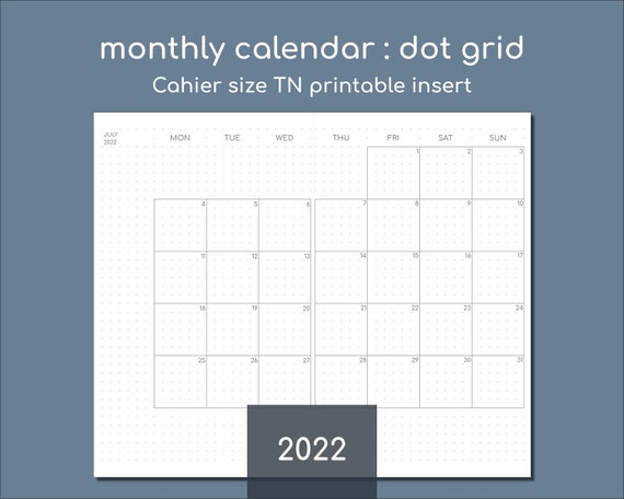 2022 month on two pages calendar cahier sized with dot grid etsy