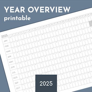 Yearly Overview Printable 2025 calendar, year tracker on one page