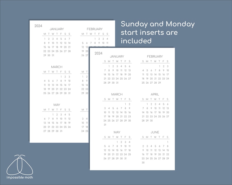 A5 Calendar 20242026 Printable Yearly Planner Travelers Insert, Monday