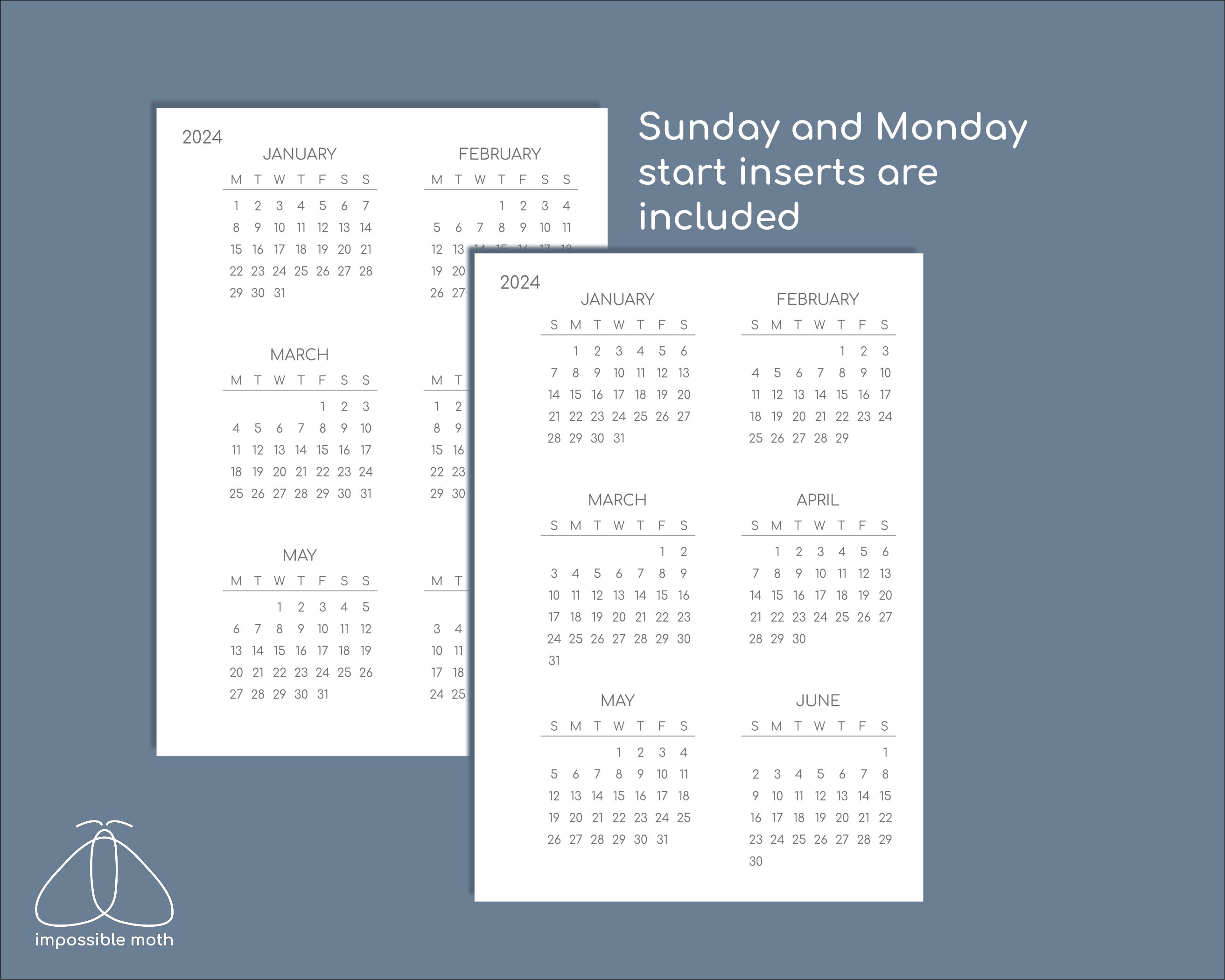 A5 Calendar 20242026 Printable Yearly Planner Travelers Insert, Monday