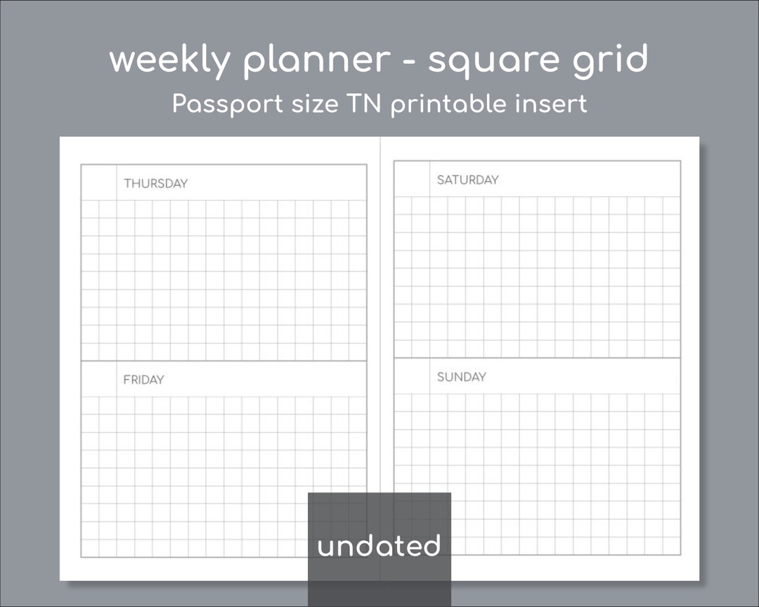 Undated Small Weekly Planner Pages Passport Inserts Printable - Etsy