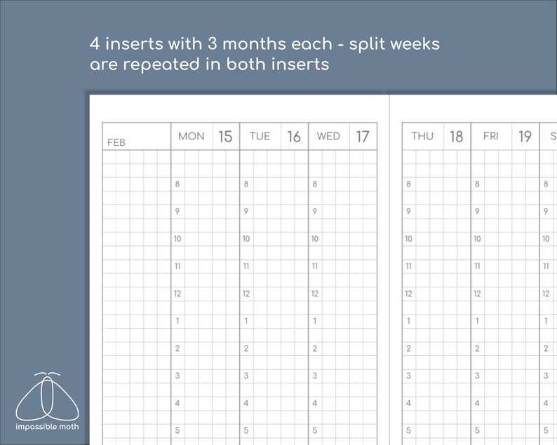 Time Insert Paper 2026 Vertical Hourly Weekly Planner, Printable TN Inserts, Standard ...