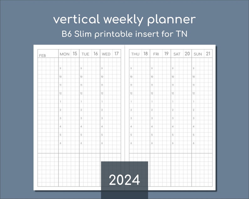 2024 Hourly Weekly Schedule, Printable B6 Slim Travelers Planner ...