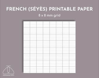 French ruled printable paper - seyes ruling - A4 and US Letter