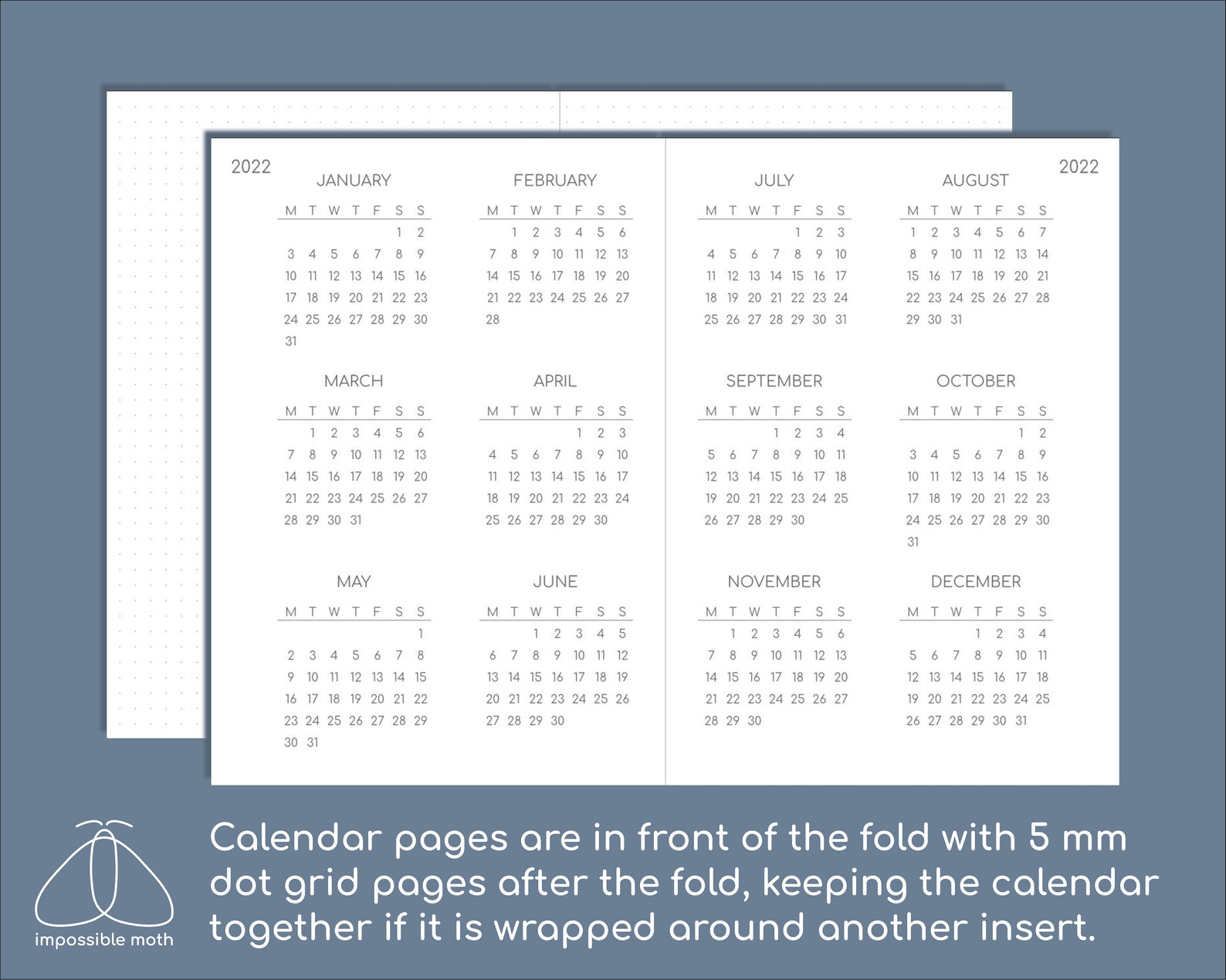 Printable A5 Calendar 20222024 Insert for Travelers Notebook Etsy