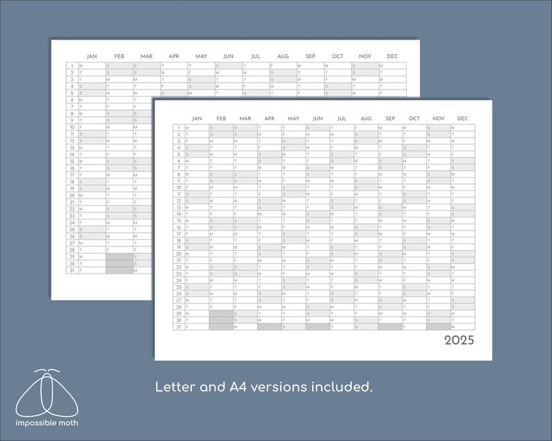 2025 Planner Printable Yearly Tracker YO1P A4 and Letter Etsy Australia
