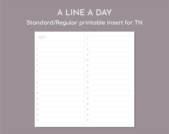 Undated monthly planner, printable Standard / Regular / Narrow travelers insert