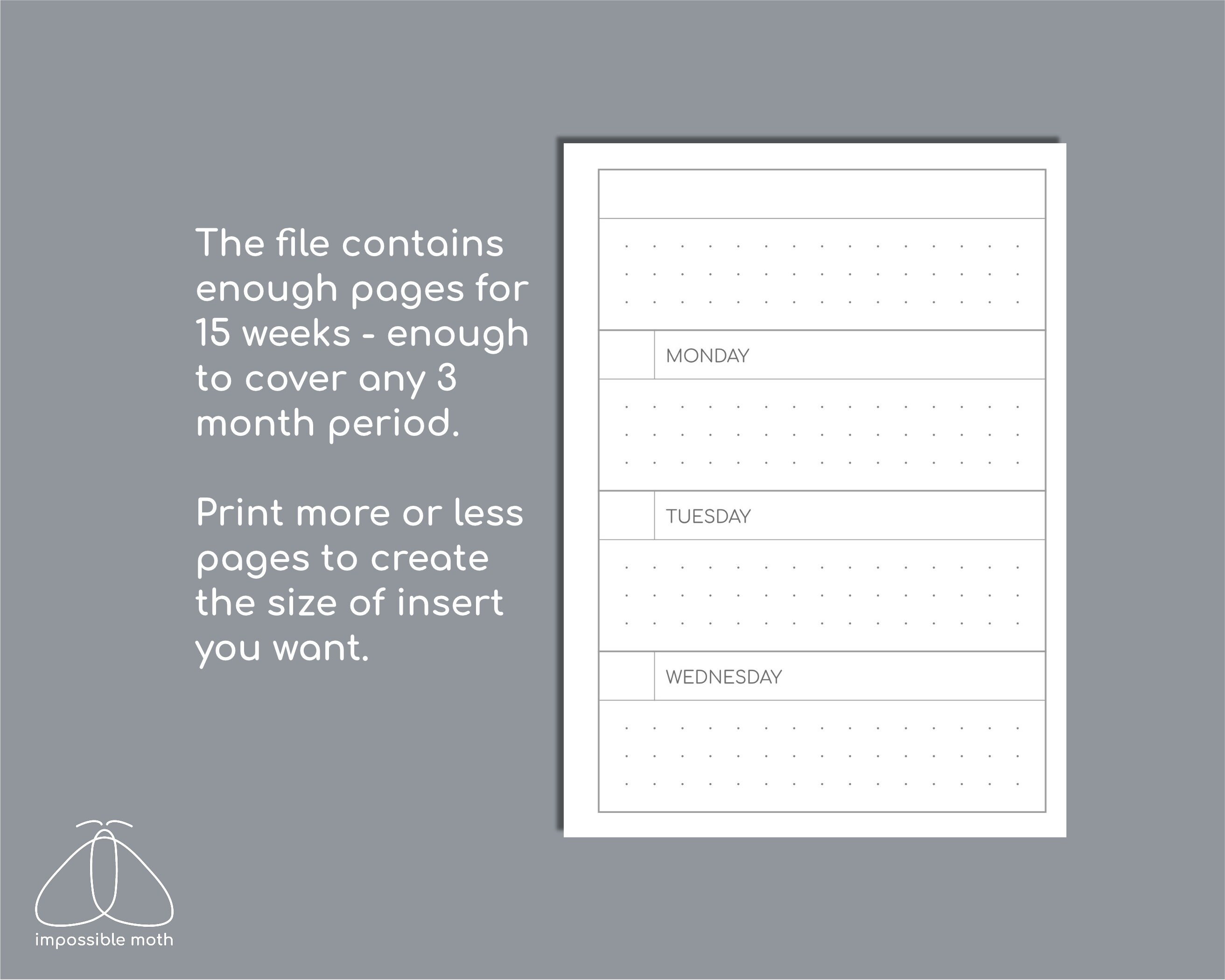 Undated Small Weekly Planner, Printable Passport Size Travelers Insert ...