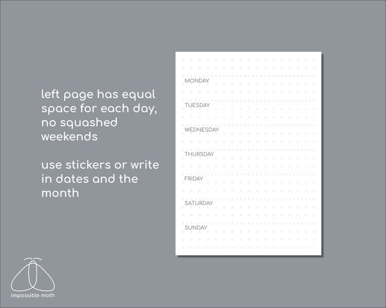 Undated Weekly Planner With Notes, Passport Size Printable Insert for ...