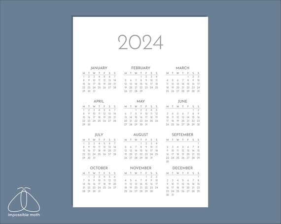 Calendrier annuel 2024 et 2025 imprimable, recharge à imprimer en