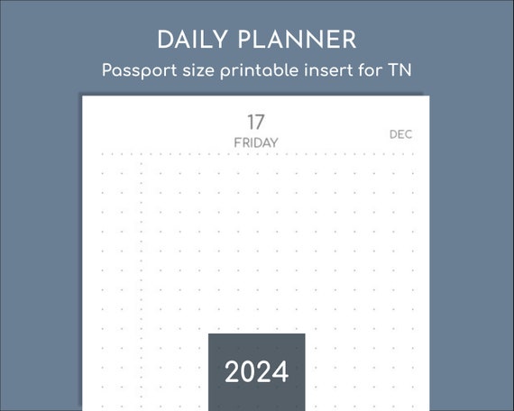 Petit agenda quotidien 2024, inserts de voyageurs imprimables au