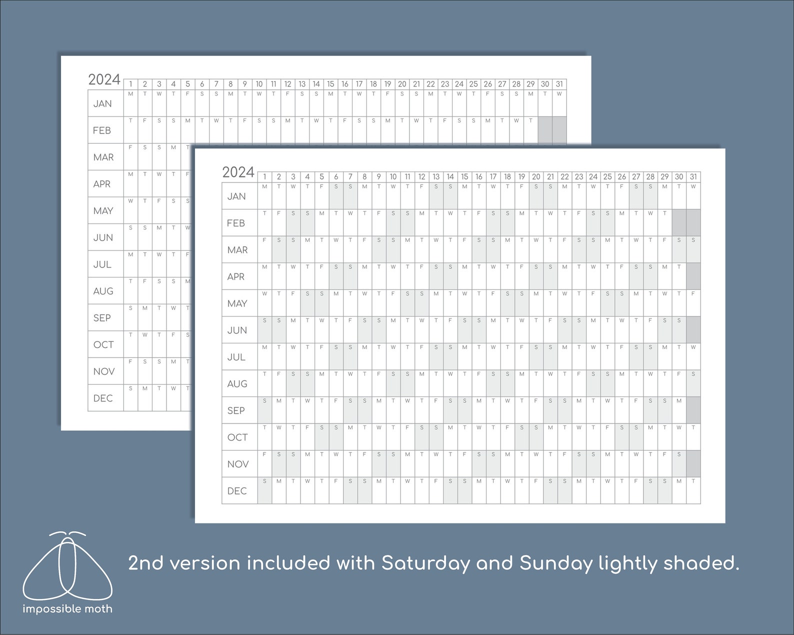 Yearly Overview Printable 2024 Calendar Yearly Tracker Etsy