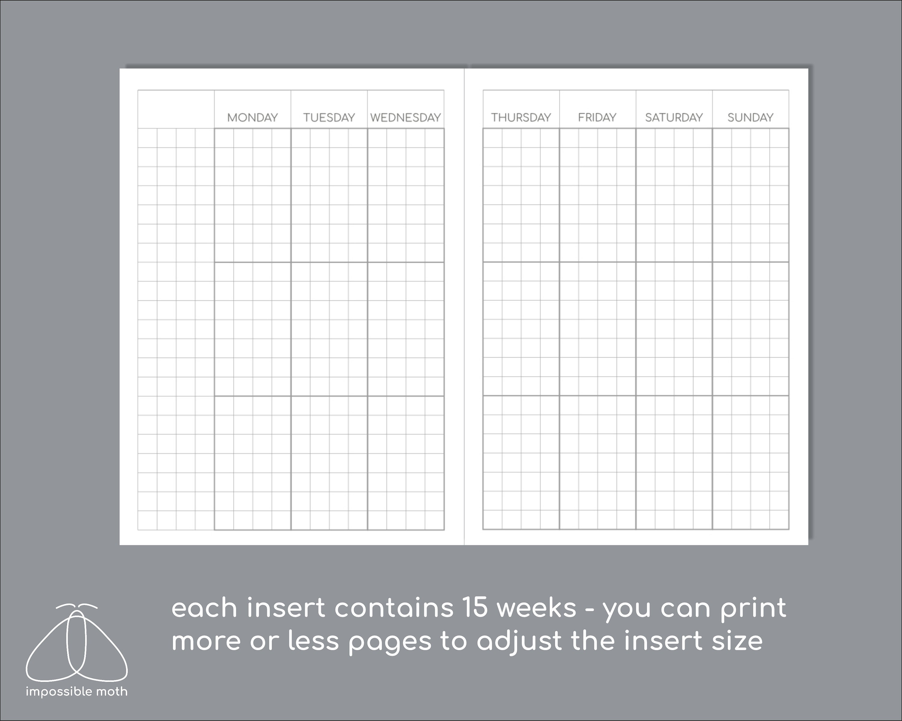 Undated Weekly Planner, Printable Passport Size Inserts for Travellers ...