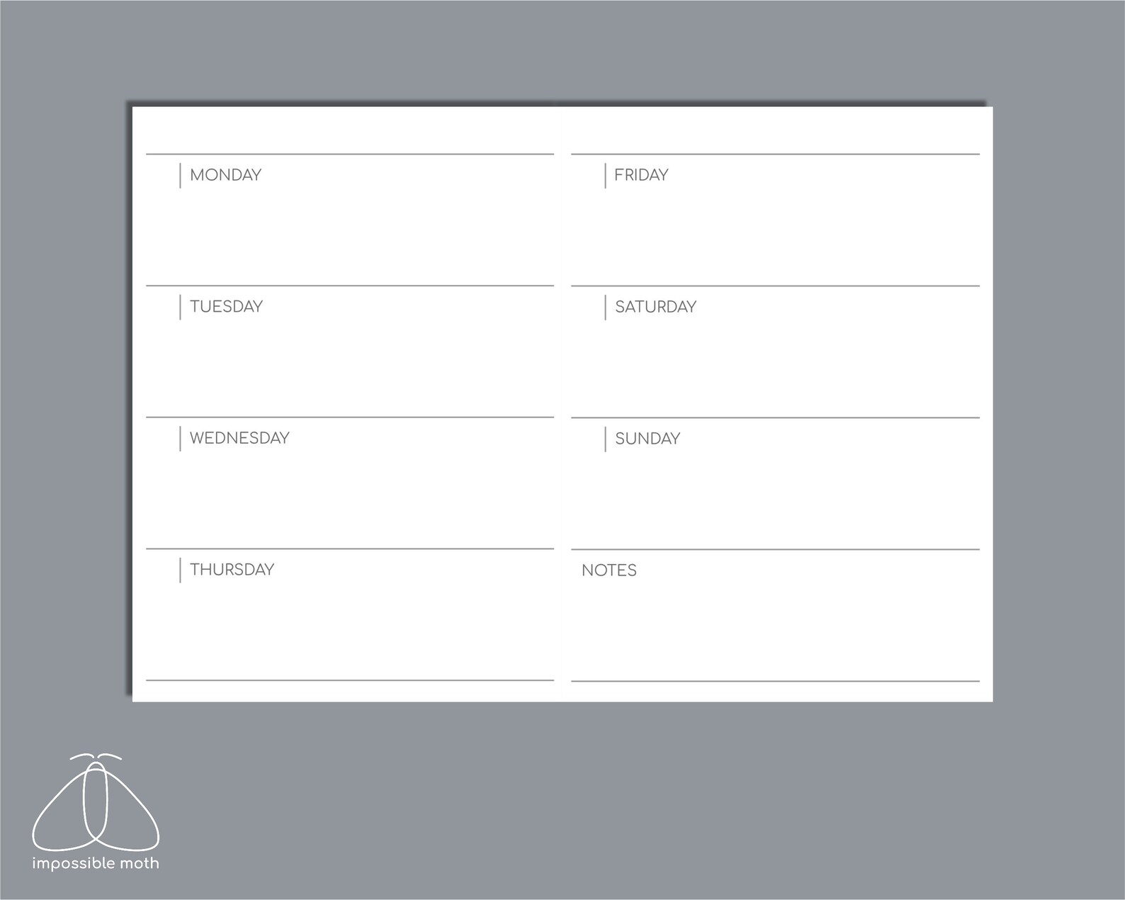 Undated Weekly Planner Printable Insert for Passport Size TN - Etsy