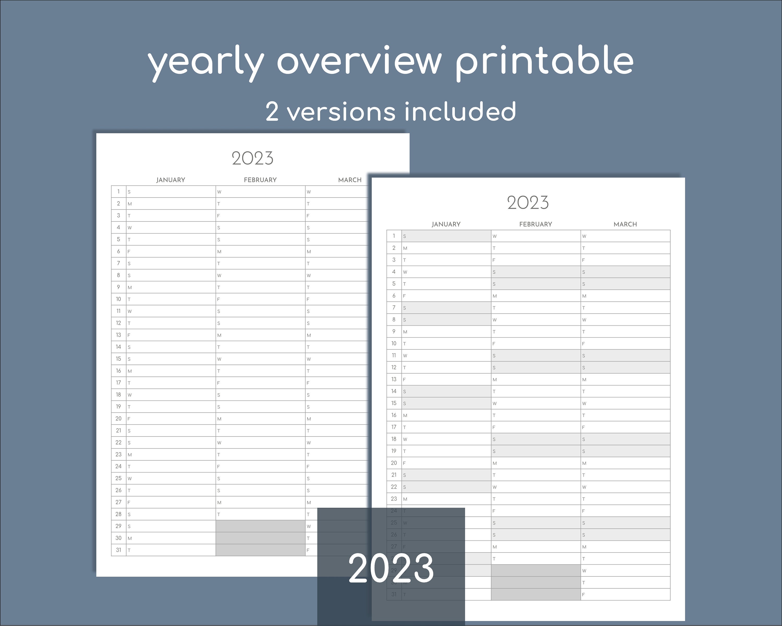 2023 Wall Calendar Quarterly Planner Printable 3 Months to a - Etsy